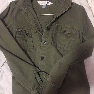 Green Army Style Ladie's Long Sleeved Shirt